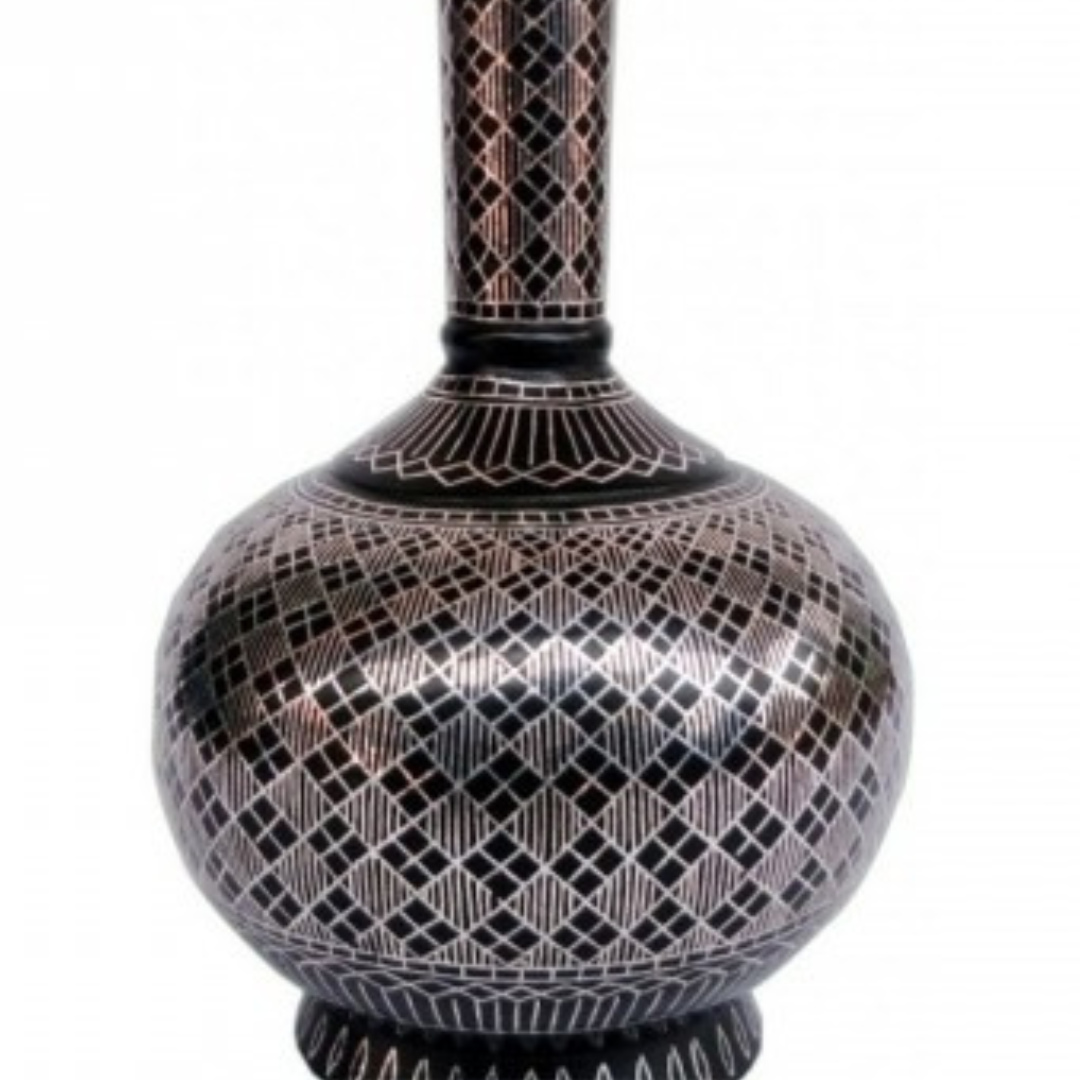 Bidri Silver Inlay Legacy Flower Vase Big (9inch) | Bidri Work | Bidri Art