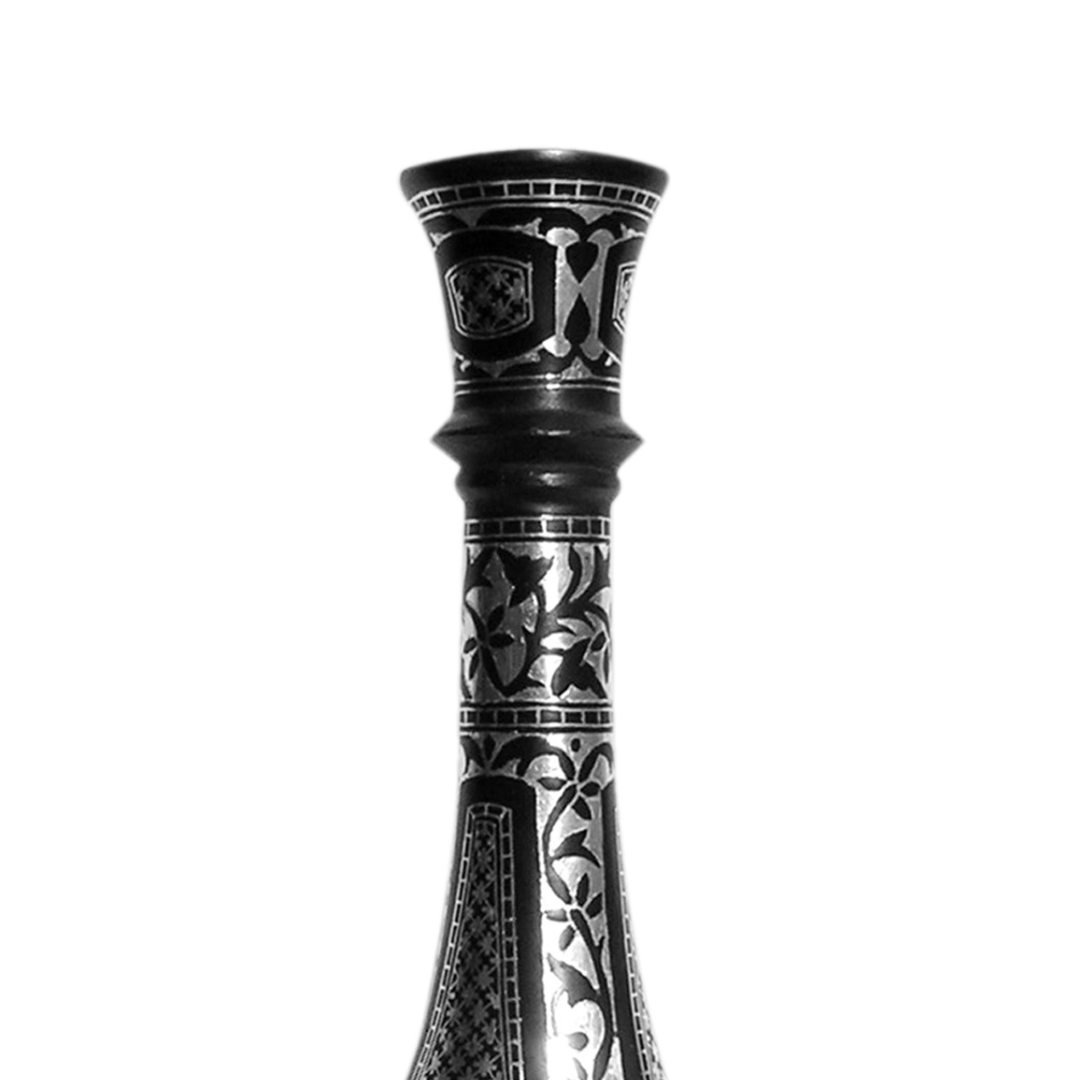 Bidri Silver Inlay Flower Vase Sheet Work Shahnai (9)inch | Bidri Work | Bidri Art