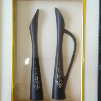 Bidri Silver Inlay Creative Flower Vase Pair Frame | Bidri Work | Bidri Art