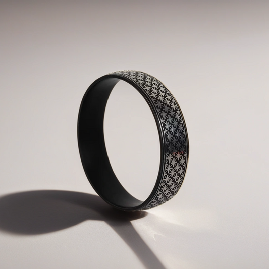 Bidri Silver Inlay Starwork Bangle Single | Bidri Work | Bidri Art