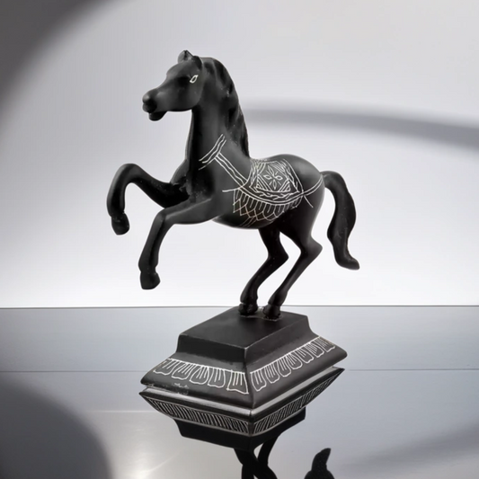 Bidriware Silver Inlay Jumping Horse | Bidri Work | Bidri Art