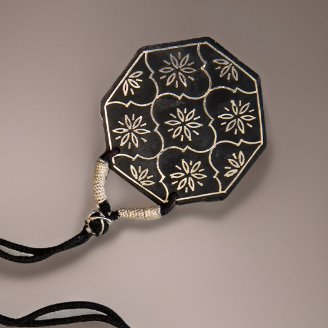 Bidri Silver Inlay Pentagon Pendant | Bidri Work | Bidri Art
