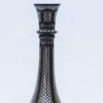 Bidri Silver Inlay Shahnai Vase (9inch) | Bidri Work | Bidri Art