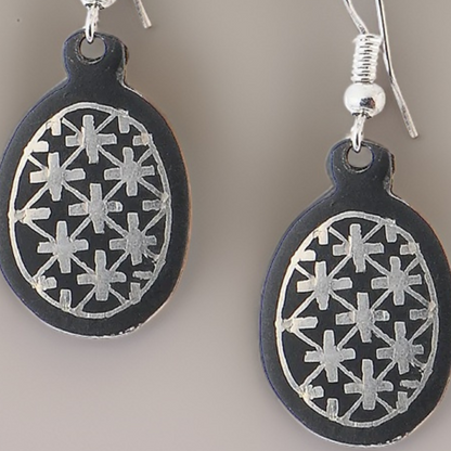 Bidri Silver Inlay Rounded Earrings Pair | Bidri Work | Bidri Art
