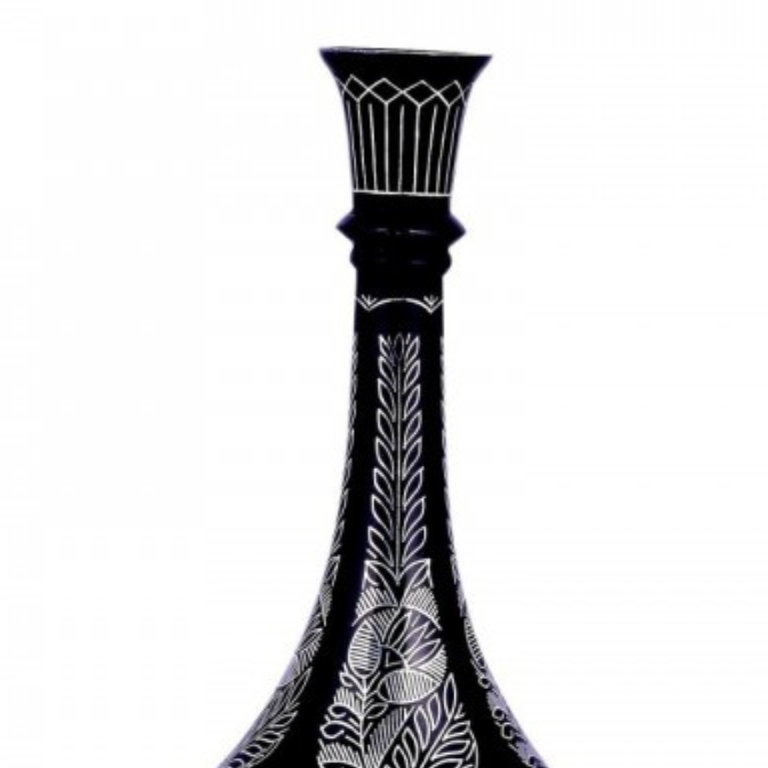 Bidri Silver Inlay Shahnai Flower Vase (9inch) | Bidri Work | Bidri Art