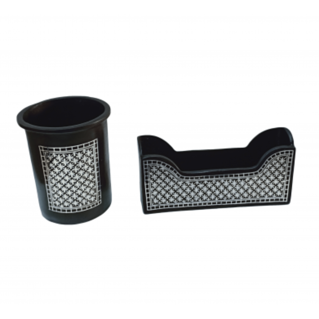 Bidri Silver Inlay Pen Holder And Card Holder Combo | Bidri Work | Bidri Art