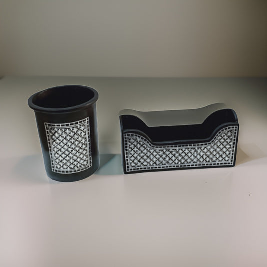 Bidri Silver Inlay Pen Holder And Card Holder Combo | Bidri Work | Bidri Art