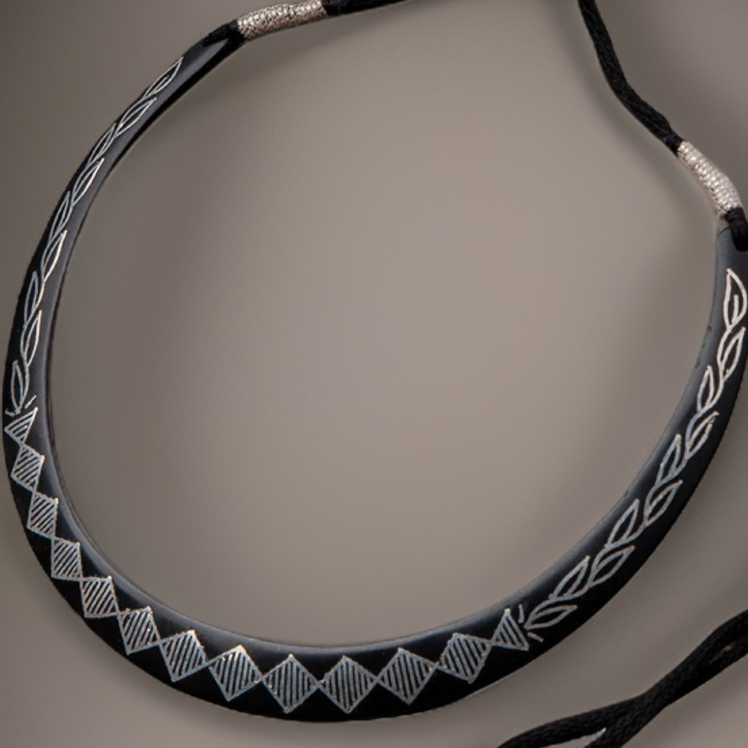 Bidri Silver Inlay Diamond Mesh Pattern Necklace | Bidri Work | Bidri Art