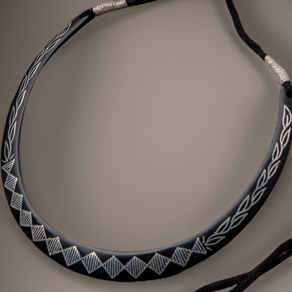 Bidri Silver Inlay Diamond Mesh Pattern Necklace | Bidri Work | Bidri Art