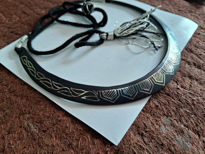 Bidri Silver Inlay Royal Pattern Necklace | Bidri Work | Bidri Art