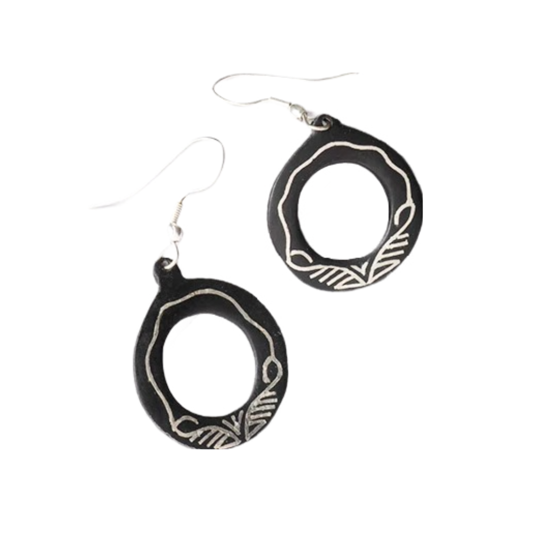 Bidri Silver Inlay Round Shape Earring Pairs | Bidri Work | Bidri Art