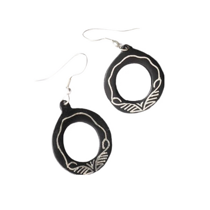 Bidri Silver Inlay Round Shape Earring Pairs | Bidri Work | Bidri Art