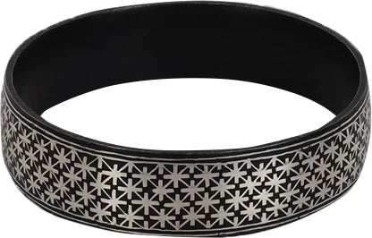Bidri Silver Inlay Starwork Bangle Single | Bidri Work | Bidri Art