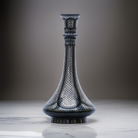 Bidri Silver Inlay Shahnai Vase (9inch) | Bidri Work | Bidri Art