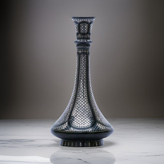 Bidri Silver Inlay Shahnai Vase (9inch) | Bidri Work | Bidri Art