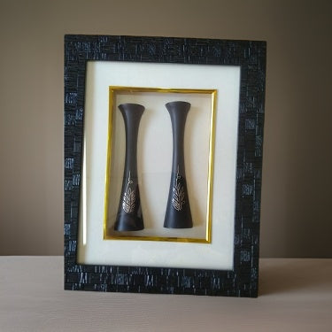 Bidri Silver Inlay  Flower Vase Pair Frame | Bidri Work | Bidri Art